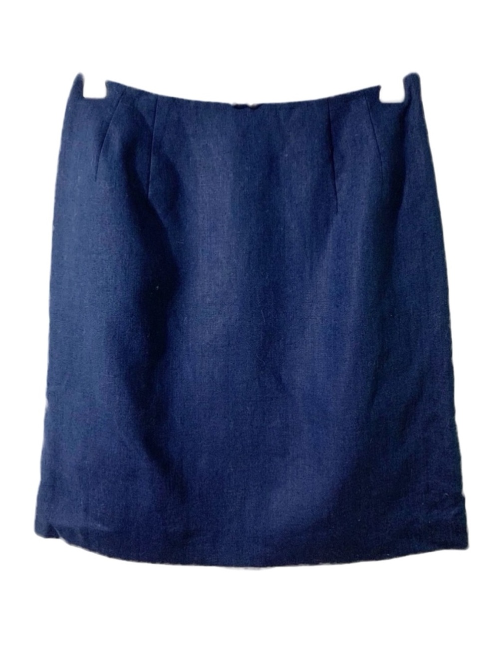 Amanda Smith Pure Linen Pencil Skirt Fully Lined Navy Blue Invisible Back Zipper
